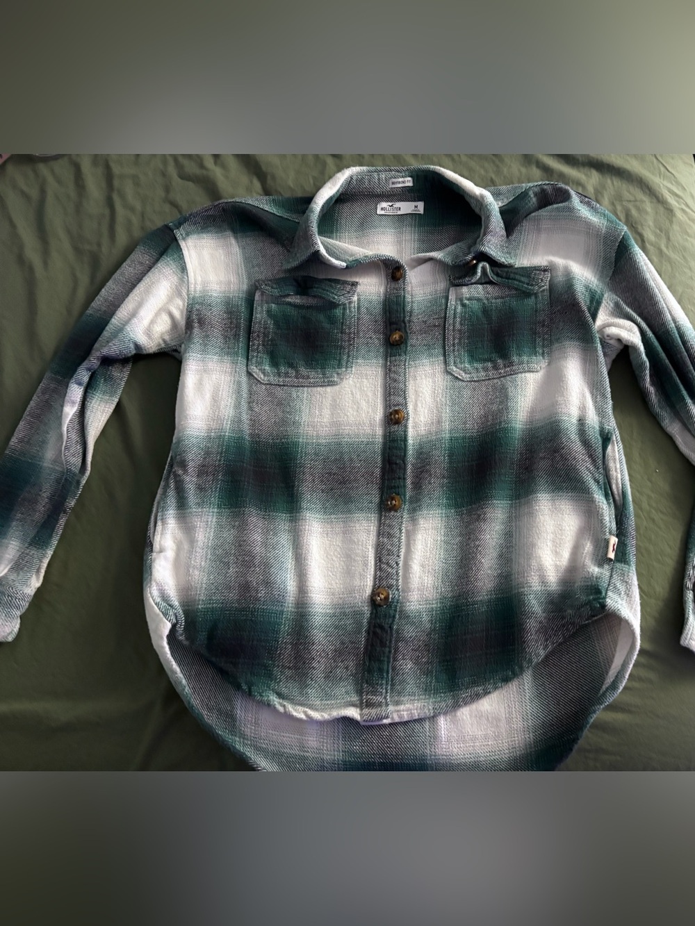 Green Plaid Button-Up Shirt